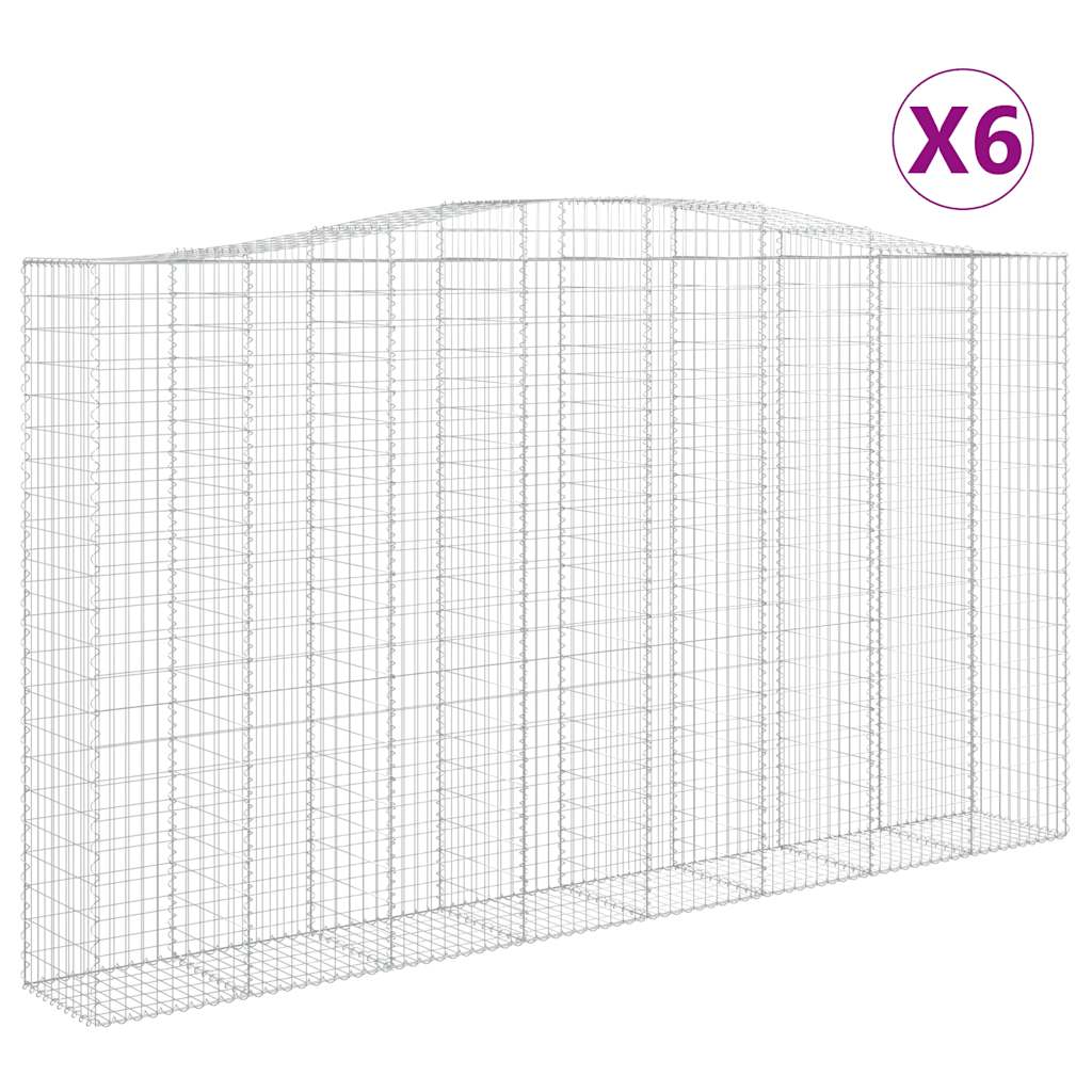 6 db íves horganyzott vas gabion kosár 400x50x220/240 cm