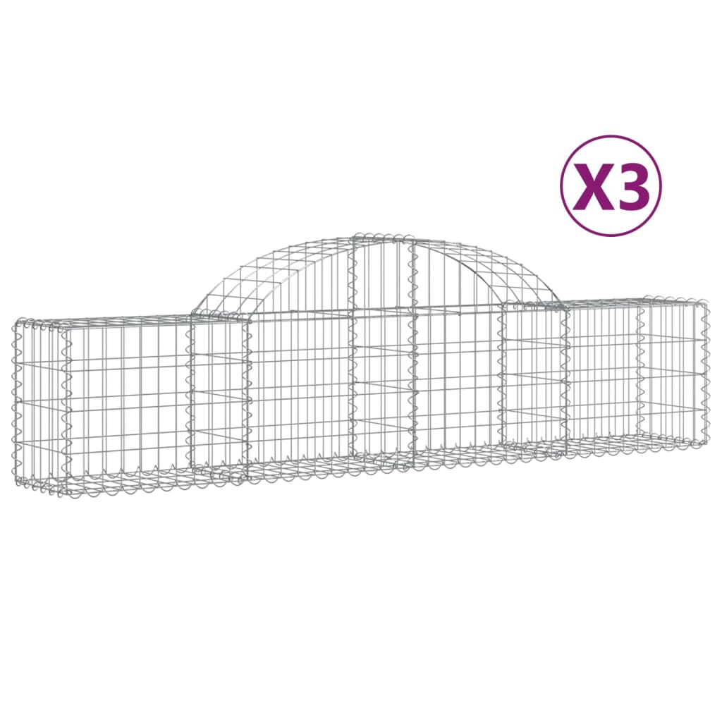 3 db íves horganyzott vas gabion kosár 200x30x40/60 cm