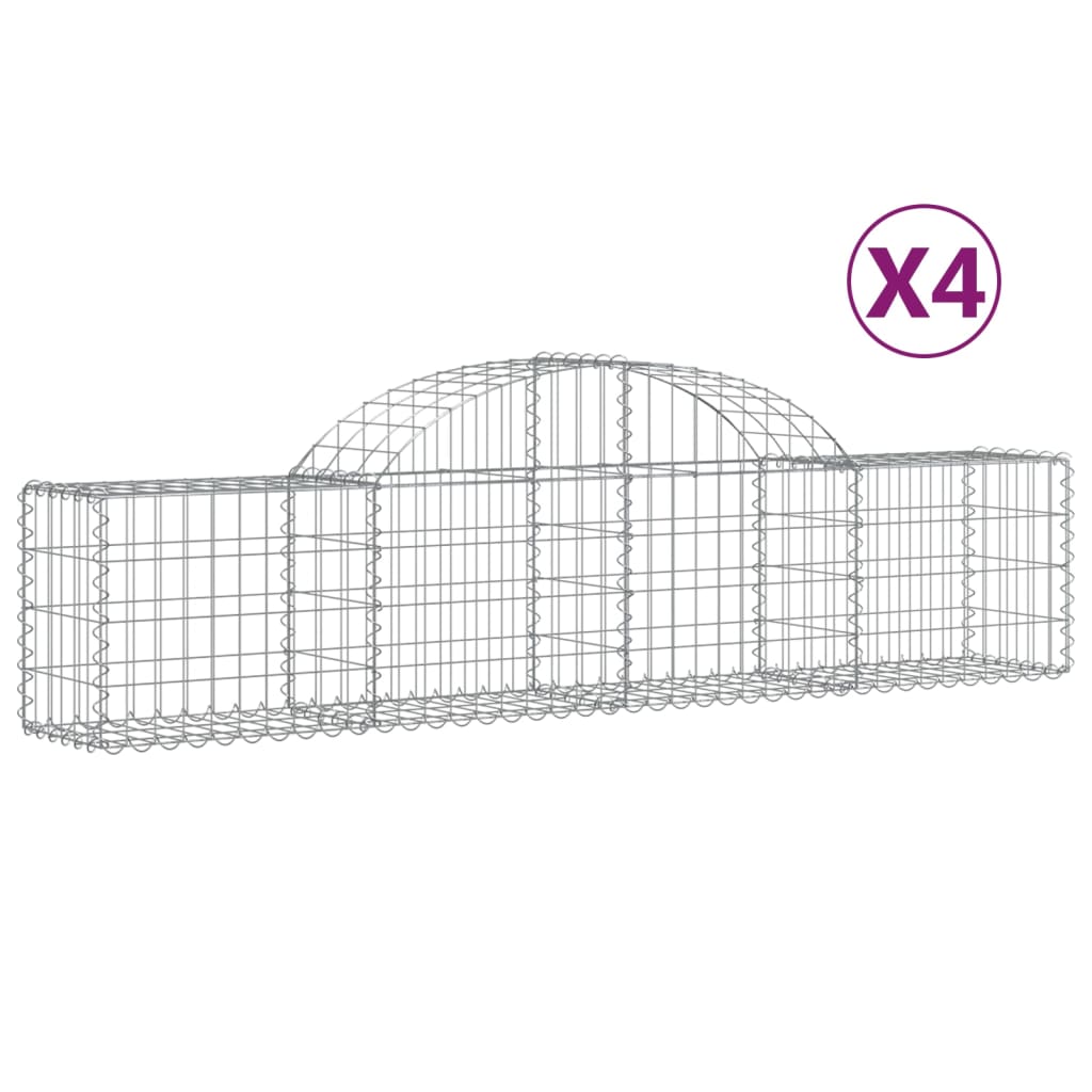 4 db íves horganyzott vas gabion kosár 200x30x40/60 cm