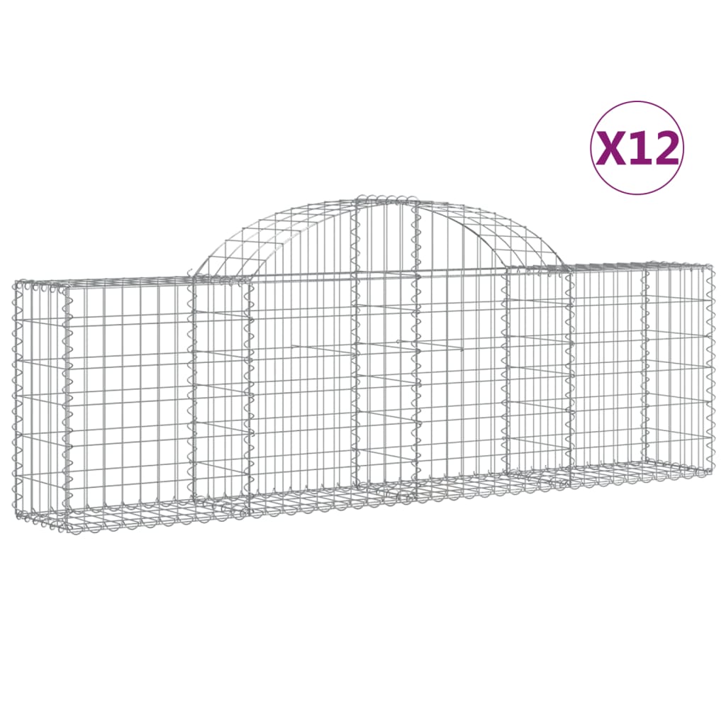 12 db íves horganyzott vas gabion kosár 200x30x60/80 cm