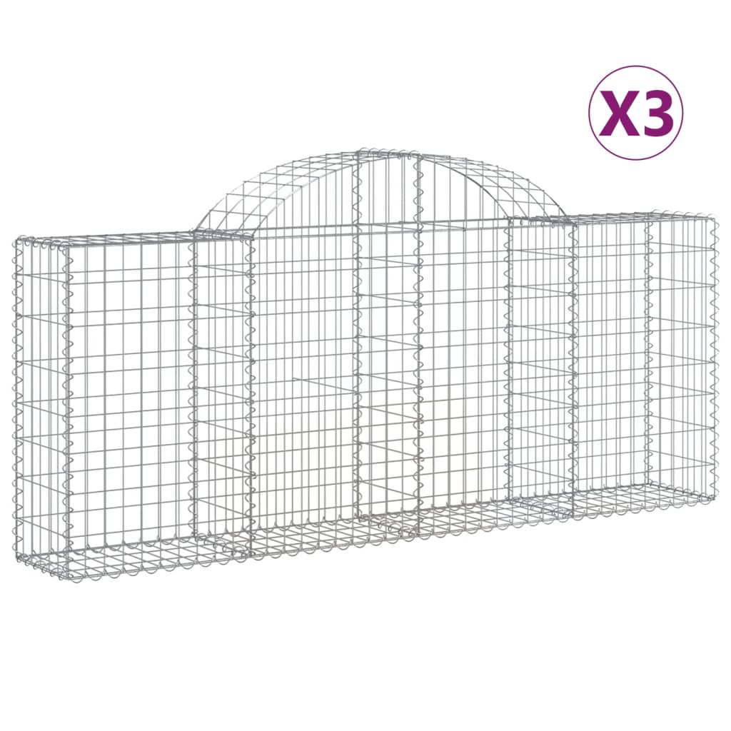 3 db íves horganyzott vas gabion kosár 200x30x80/100 cm