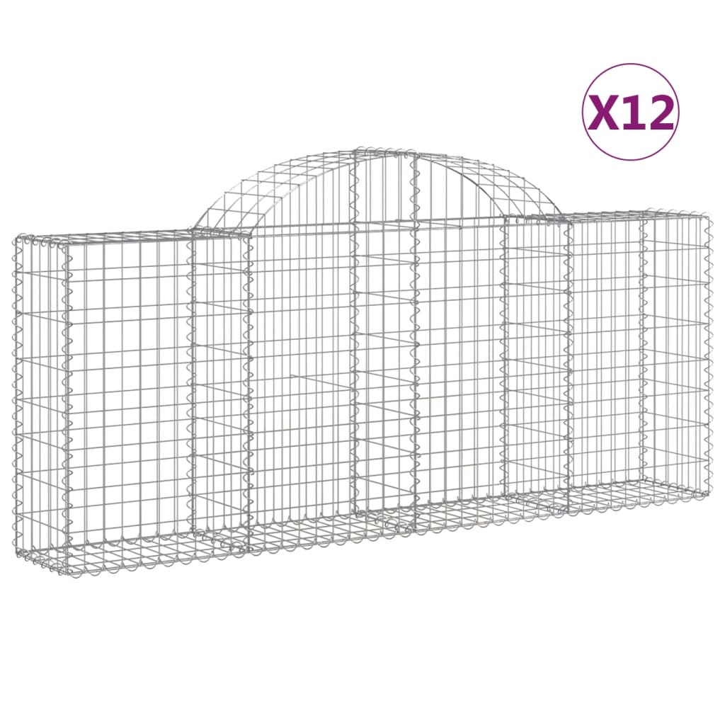 12 db íves horganyzott vas gabion kosár 200x30x80/100 cm
