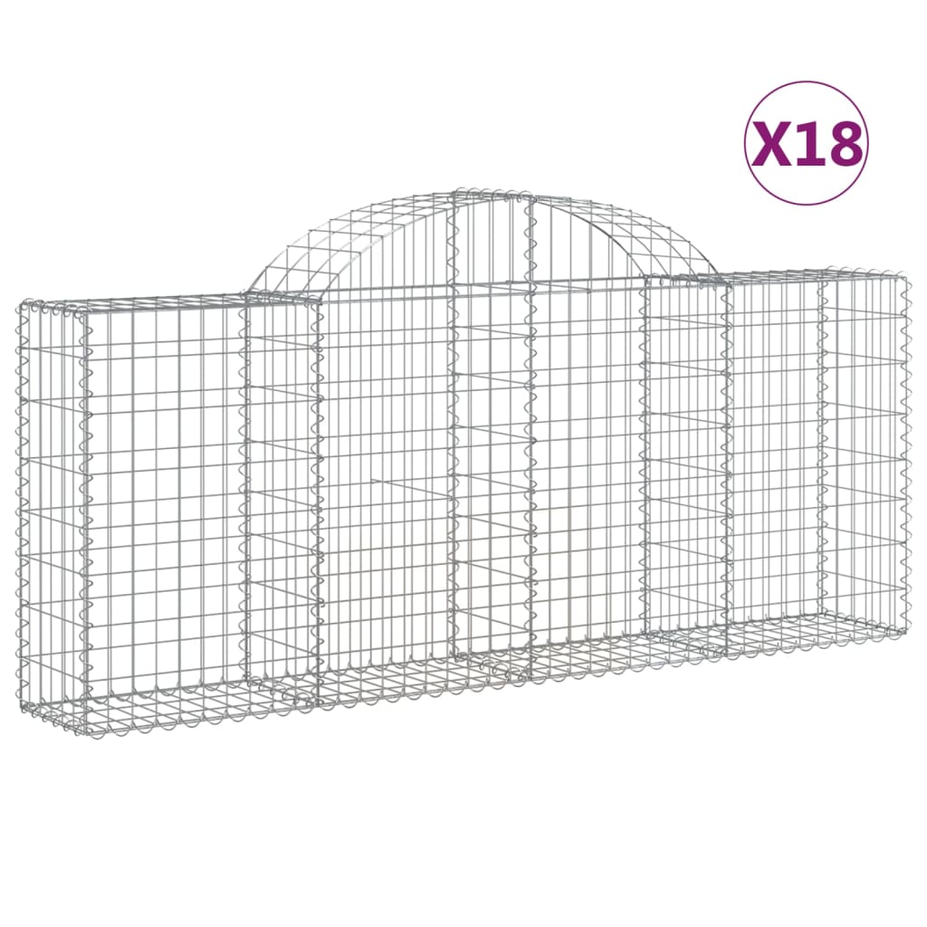 18 db íves horganyzott vas gabion kosár 200x30x80/100 cm