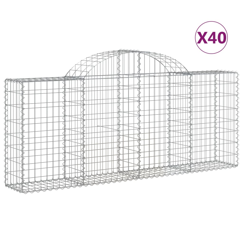 40 db íves horganyzott vas gabion kosár 200x30x80/100 cm