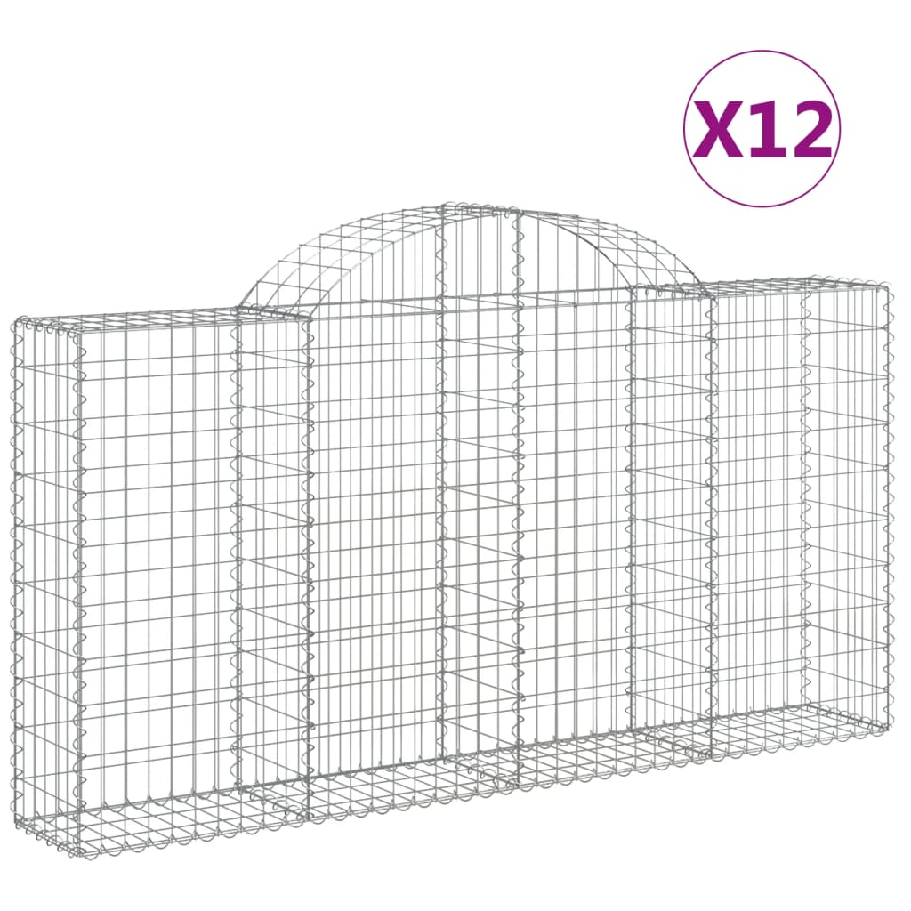 12 db íves horganyzott vas gabion kosár 200x30x100/120 cm