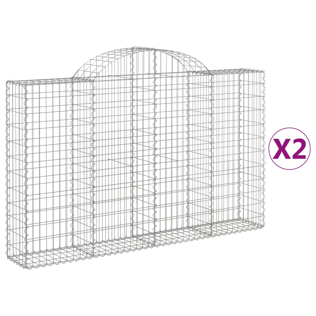 2 db íves horganyzott vas gabion kosár 200x30x120/140 cm
