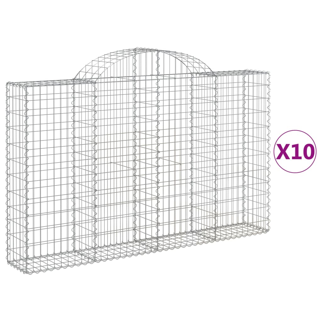 10 db íves horganyzott vas gabion kosár 200x30x120/140 cm