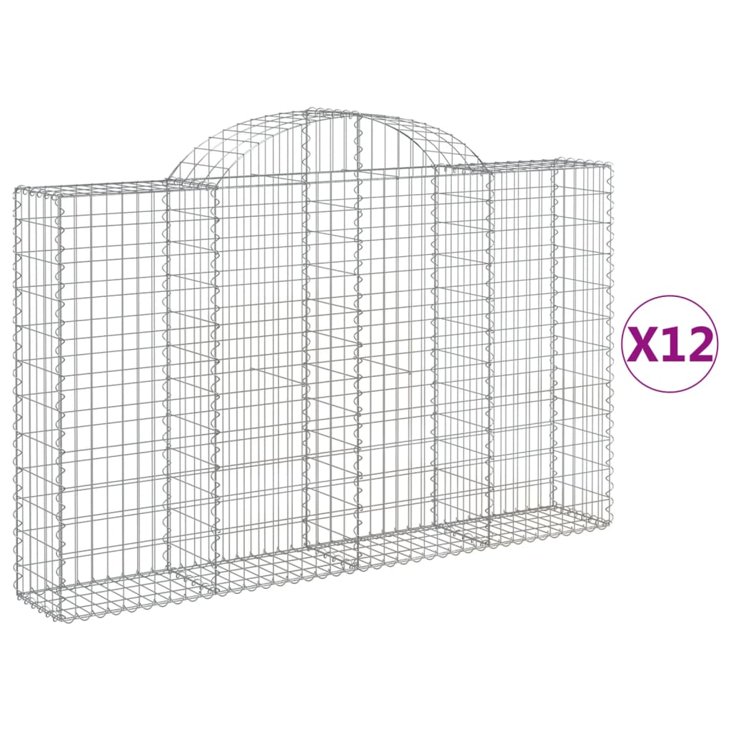 12 db íves horganyzott vas gabion kosár 200x30x120/140 cm