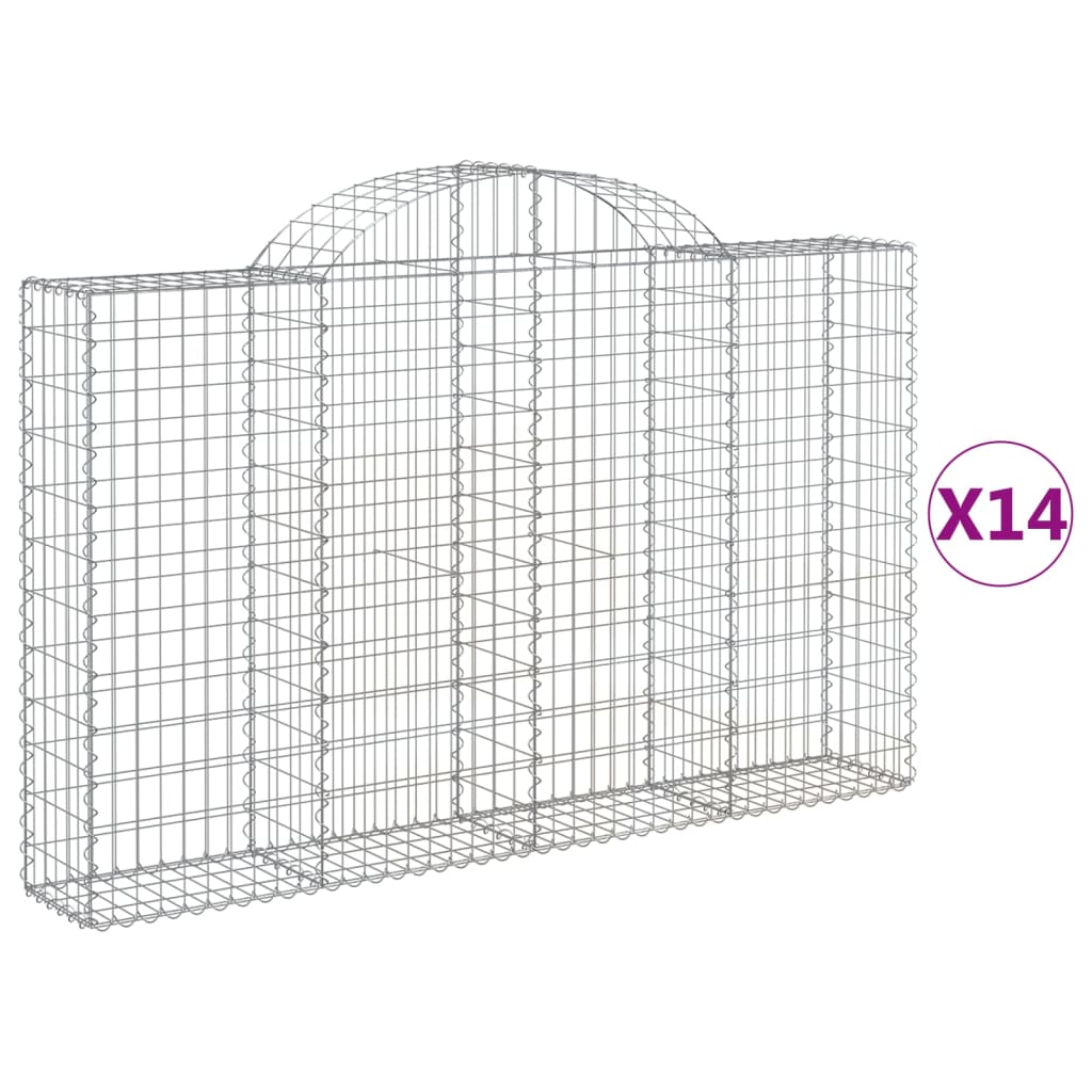 14 db íves horganyzott vas gabion kosár 200x30x120/140 cm