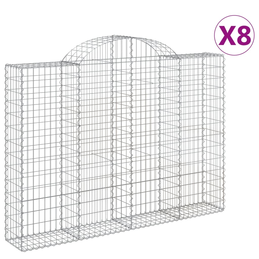 8 db íves horganyzott vas gabion kosár 200x30x140/160 cm