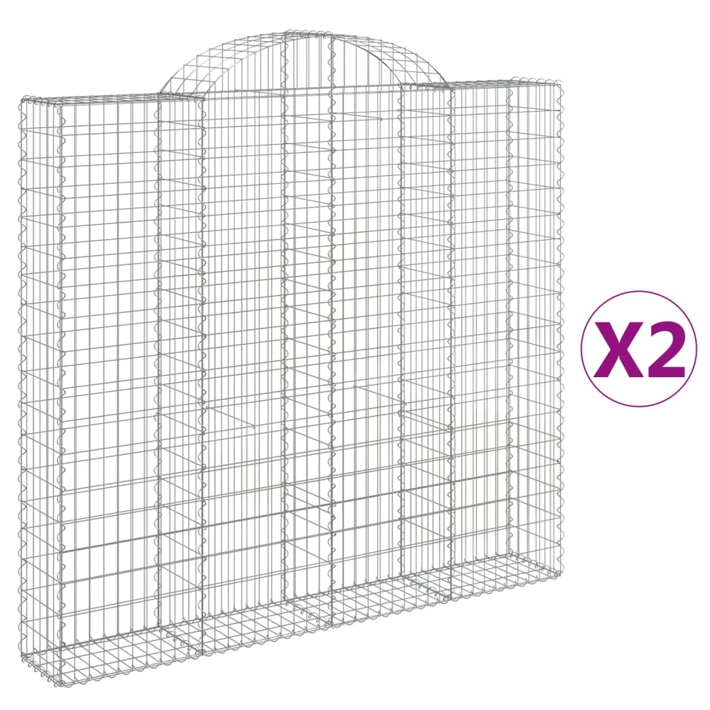 2 db íves horganyzott vas gabion kosár 200x30x180/200 cm