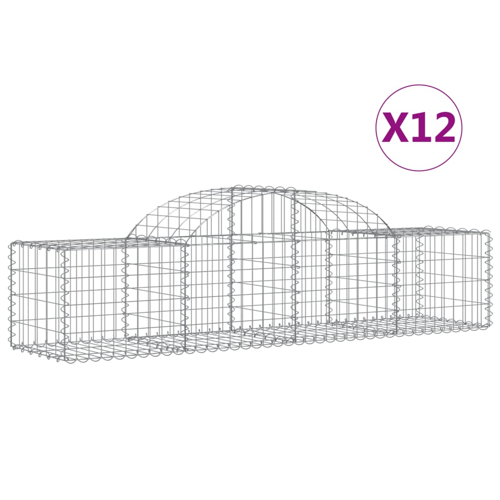 12 db íves horganyzott vas gabion kosár 200x50x40/60 cm