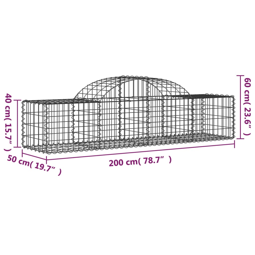 13 db íves horganyzott vas gabion kosár 200x50x40/60 cm