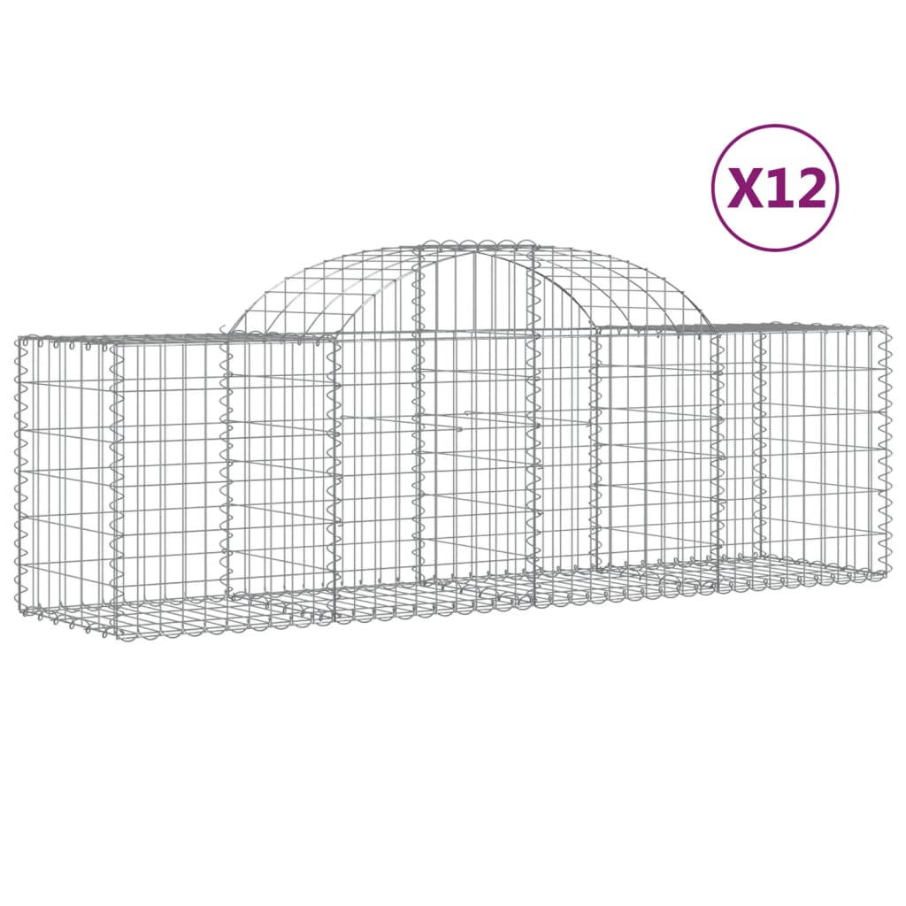 12 db íves horganyzott vas gabion kosár 200x50x60/80 cm