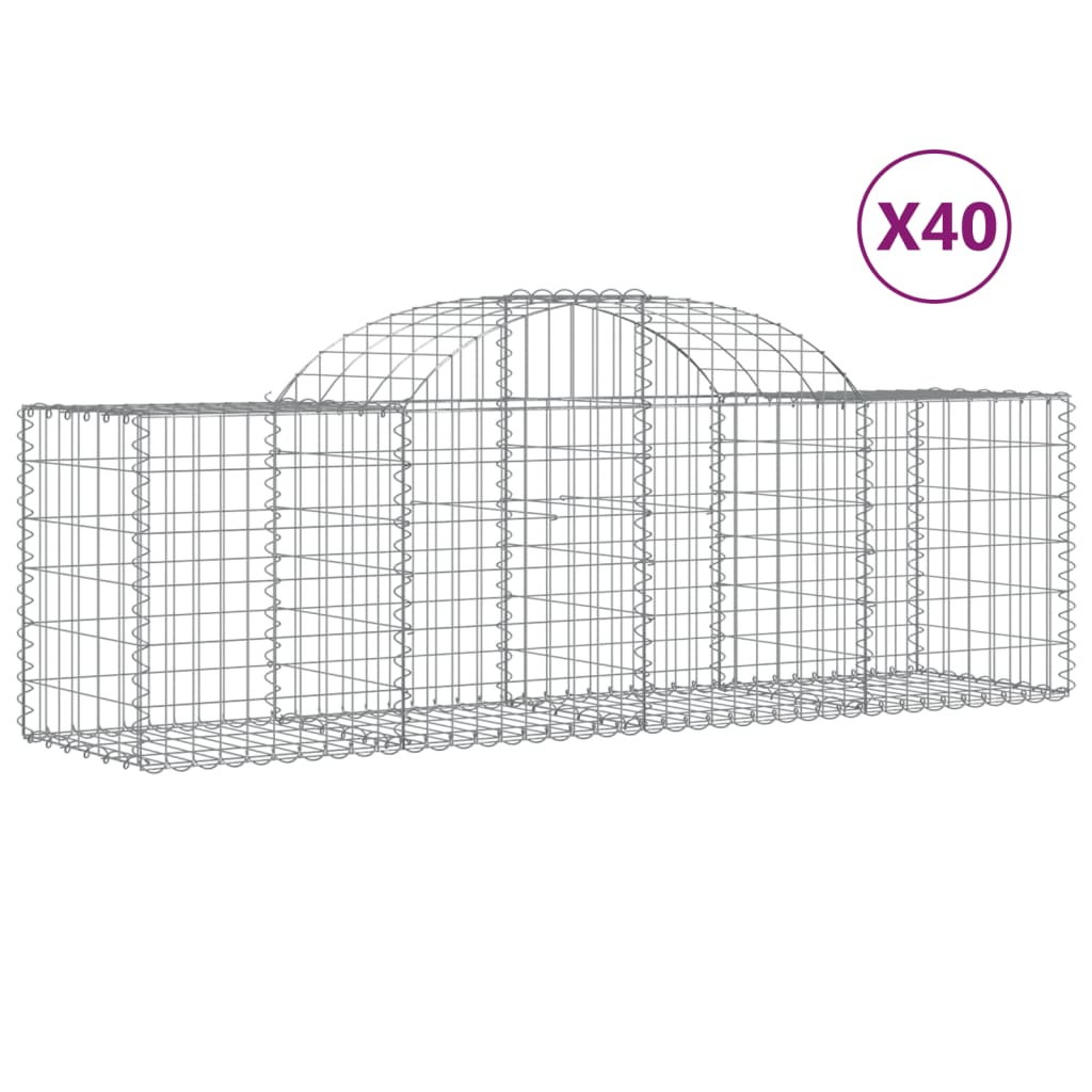 40 db íves horganyzott vas gabion kosár 200x50x60/80 cm