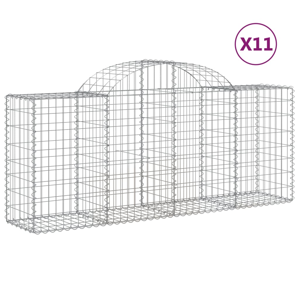 11 db íves horganyzott vas gabion kosár 200x50x80/100 cm