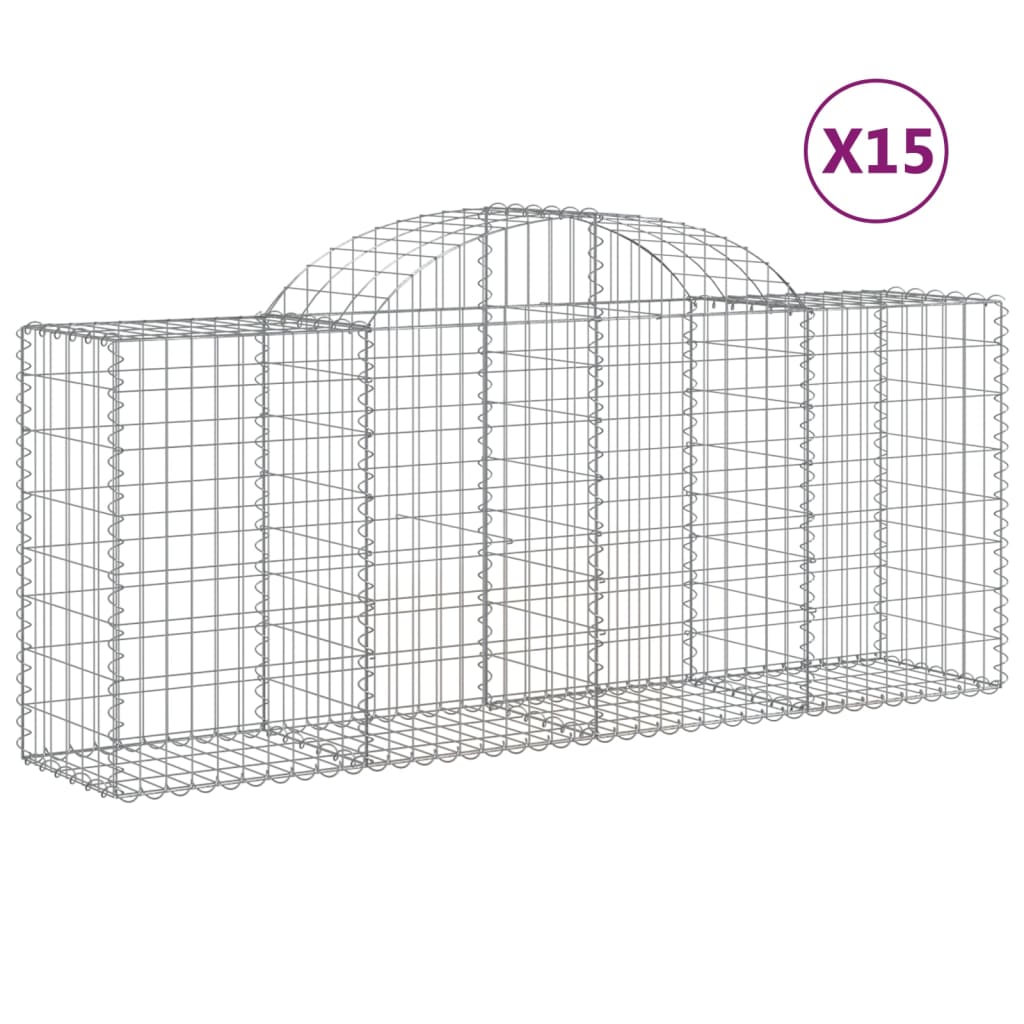 15 db íves horganyzott vas gabion kosár 200x50x80/100 cm