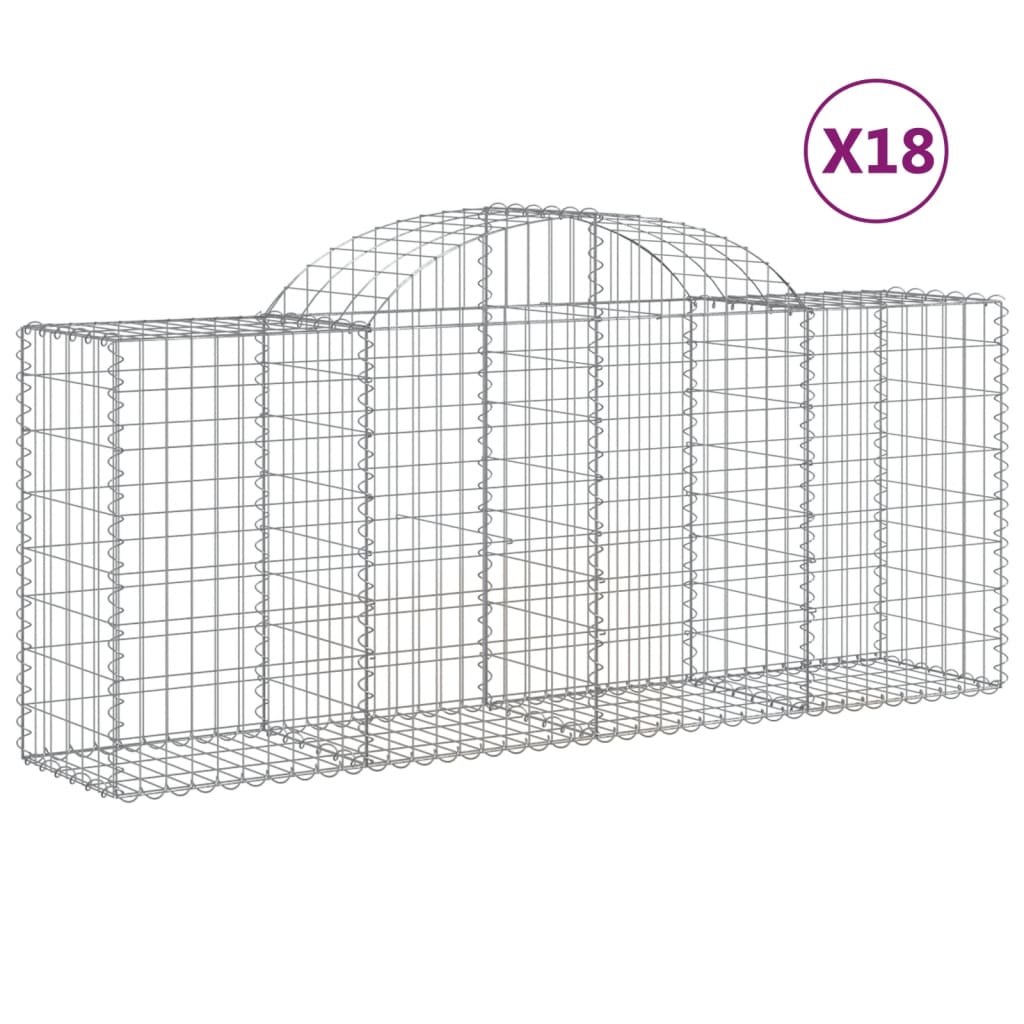 18 db íves horganyzott vas gabion kosár 200x50x80/100 cm