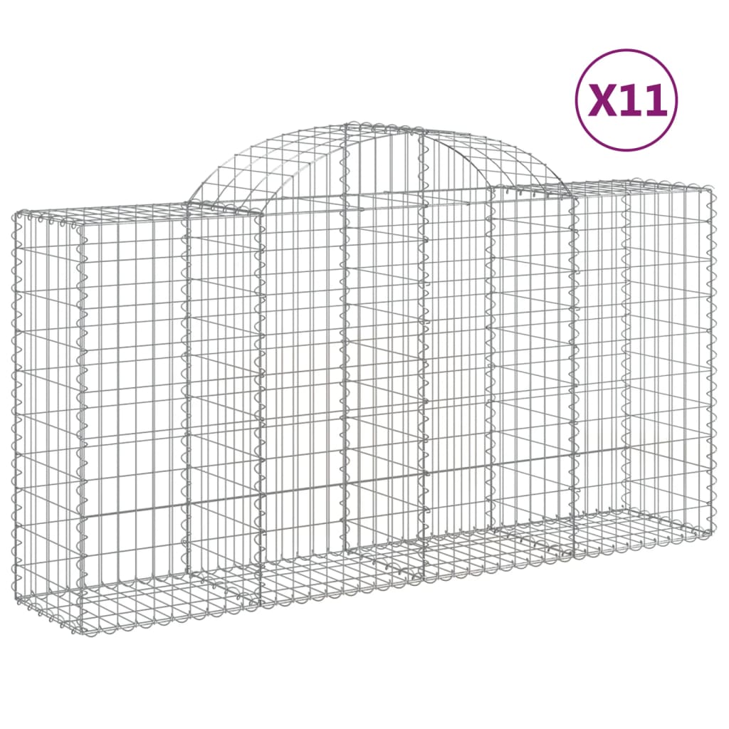 11 db íves horganyzott vas gabion kosár 200 x 50 x 100/120 cm