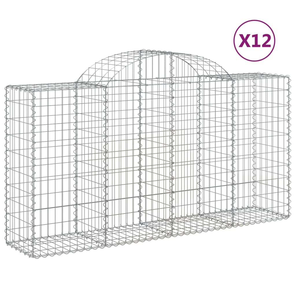 12 db íves horganyzott vas gabion kosár 200x50x100/120 cm