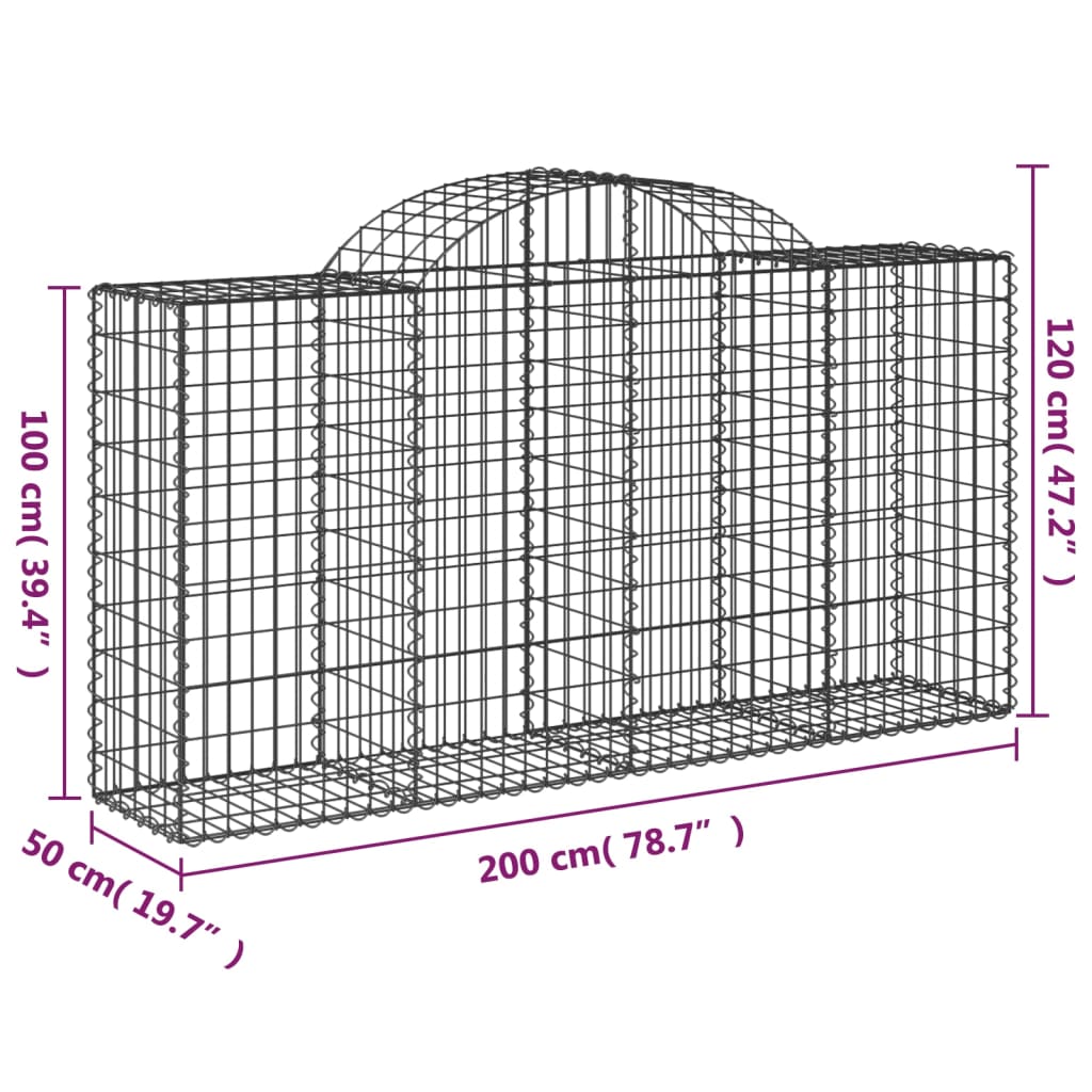 30 db íves horganyzott vas gabion kosár 200x50x100/120 cm