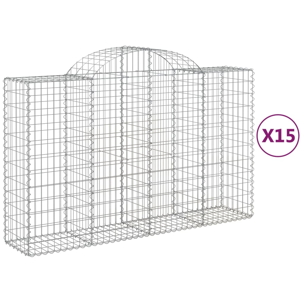 15 db íves horganyzott vas gabion kosár 200x50x120/140 cm