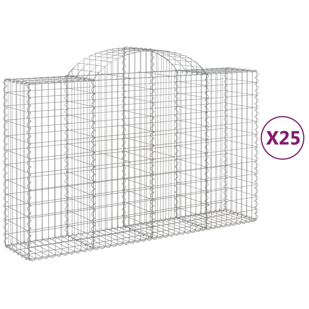 25 db íves horganyzott vas gabion kosár 200x50x120/140 cm