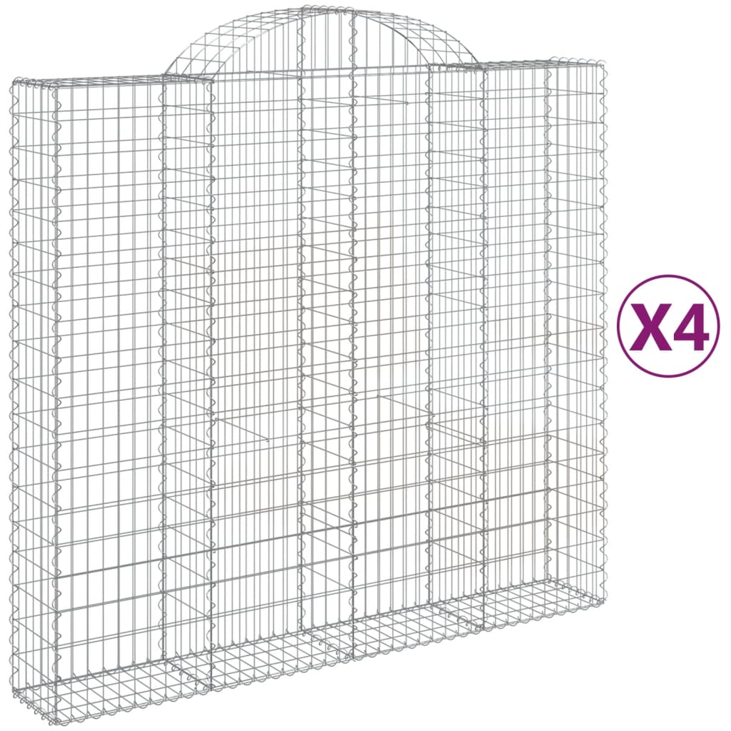 4 db íves horganyzott vas gabion kosár 200x50x180/200 cm