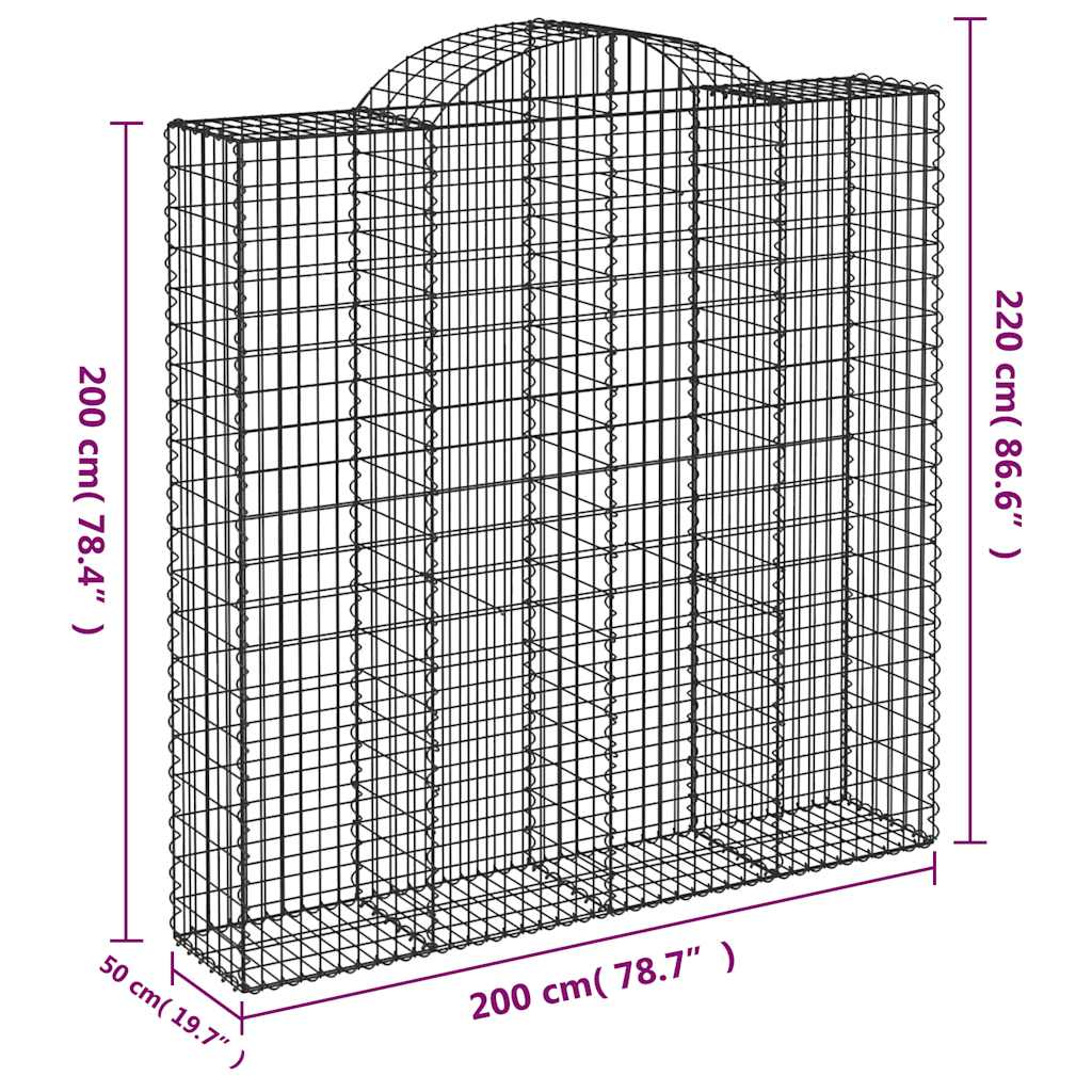 7 db íves horganyzott vas gabion kosár 200x50x200/220 cm