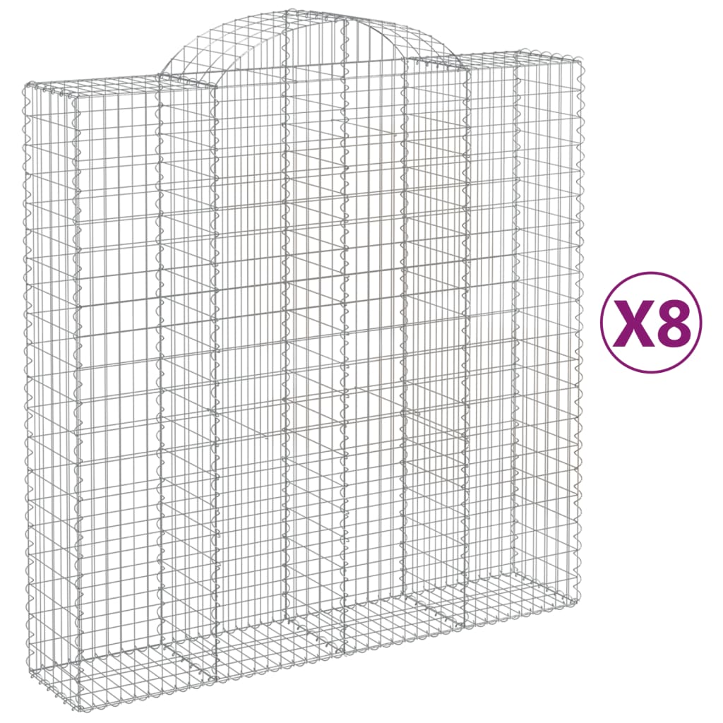 8 db íves horganyzott vas gabion kosár 200x50x200/220 cm