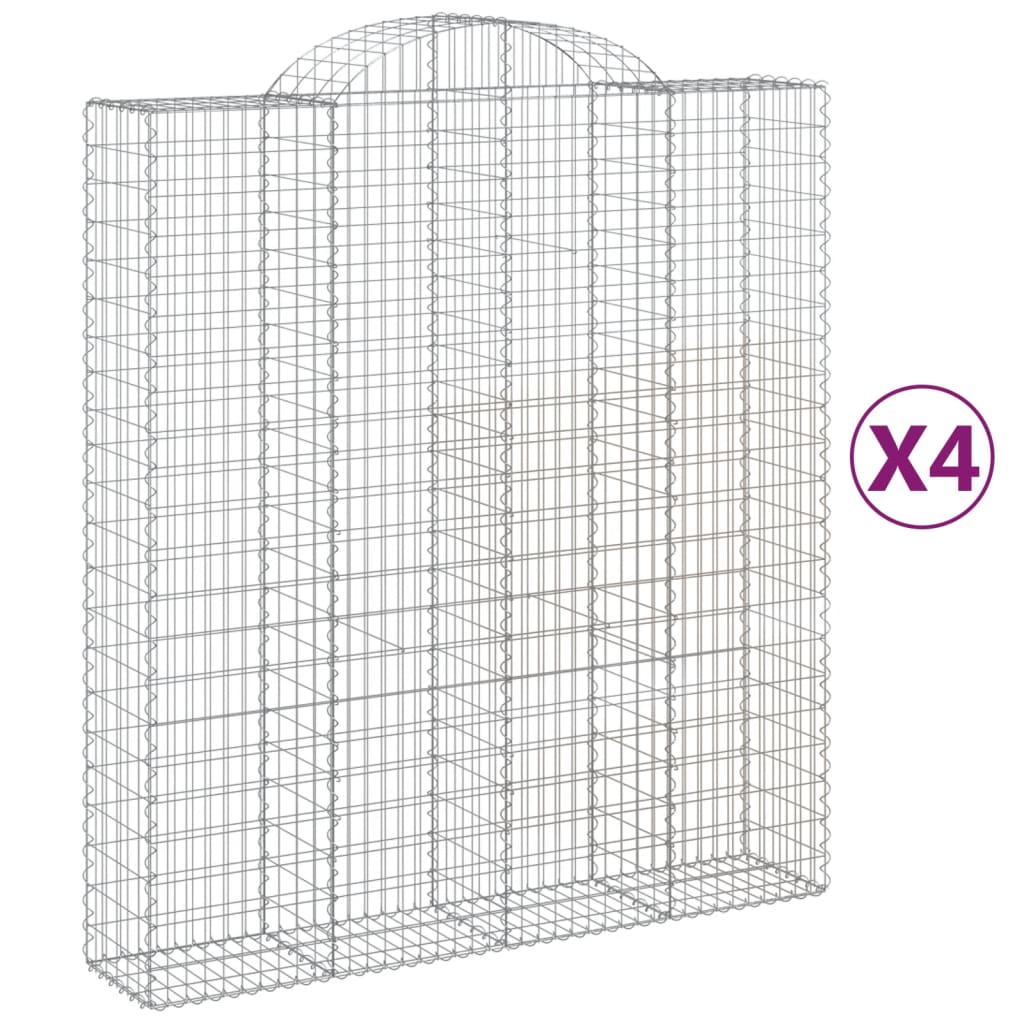 4 db íves horganyzott vas gabion kosár 200x50x220/240 cm