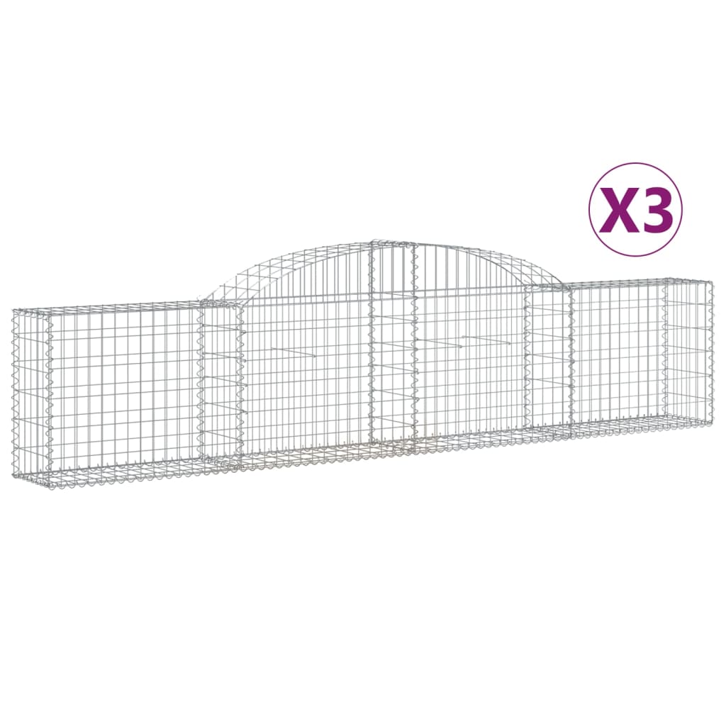3 db íves horganyzott vas gabion kosár 300x30x60/80 cm