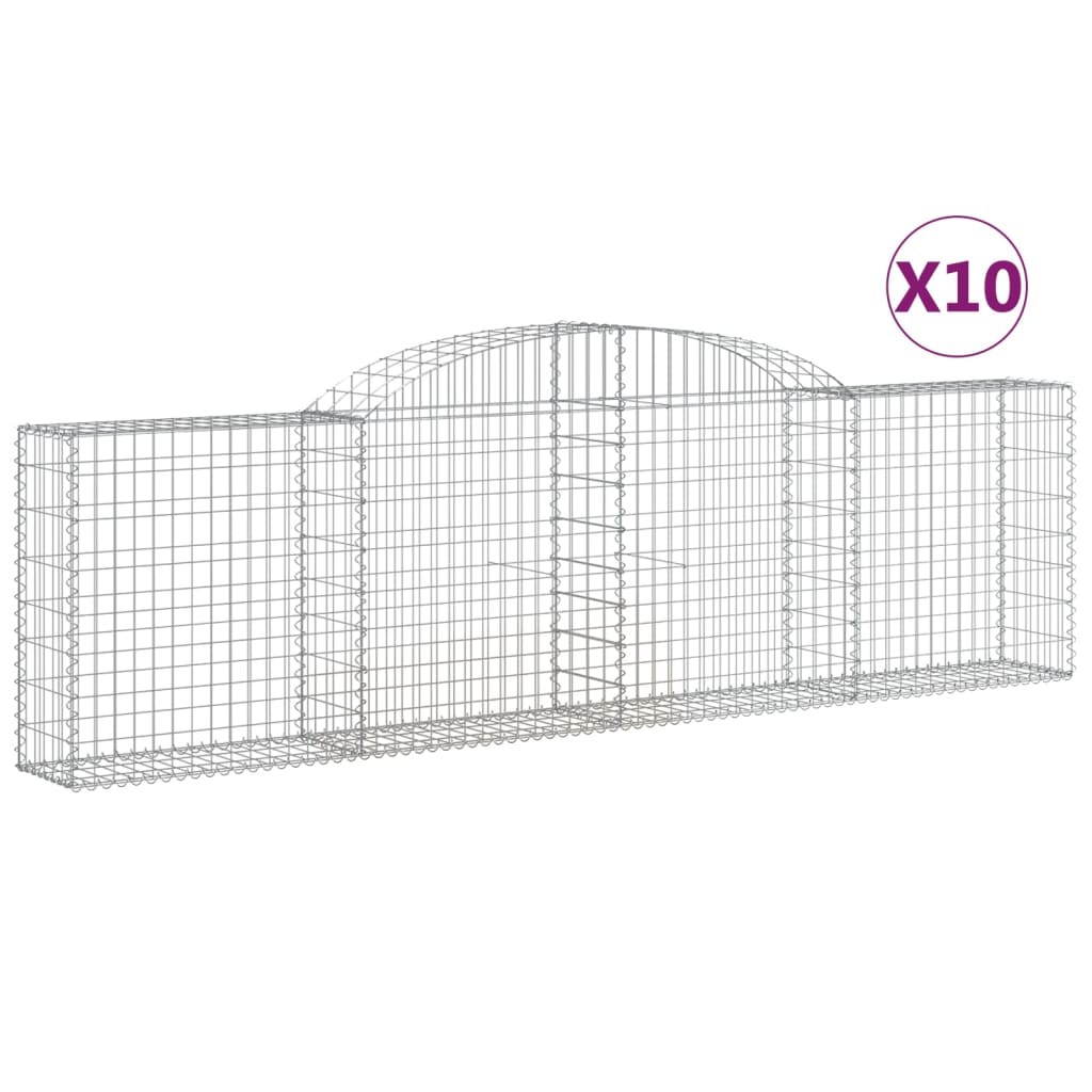 10 db íves horganyzott vas gabion kosár 300x30x80/100 cm