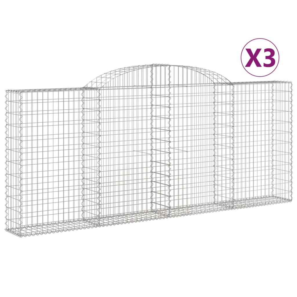 3 db íves horganyzott vas gabion kosár 300x30x120/140 cm