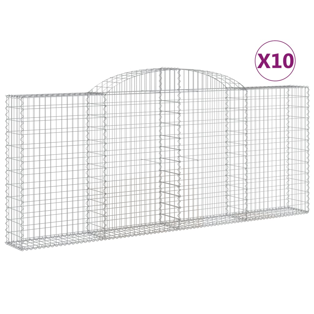 10 db íves horganyzott vas gabion kosár 300x30x120/140 cm