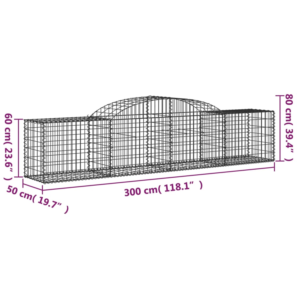 13 db íves horganyzott vas gabion kosár 300x50x60/80 cm