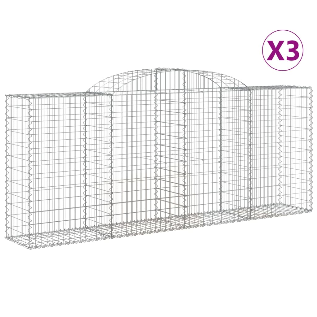 3 db íves horganyzott vas gabion kosár 300x50x120/140 cm