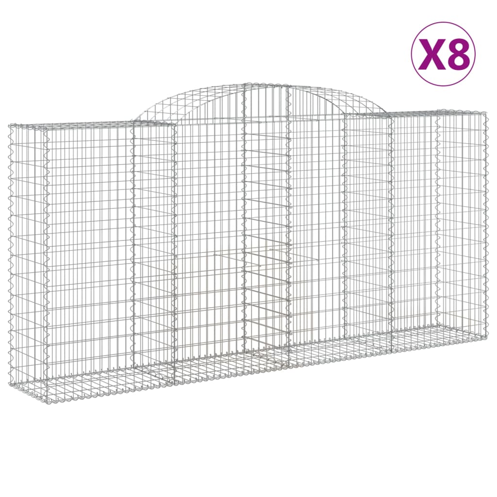 8 db íves horganyzott vas gabion kosár 300x50x140/160 cm