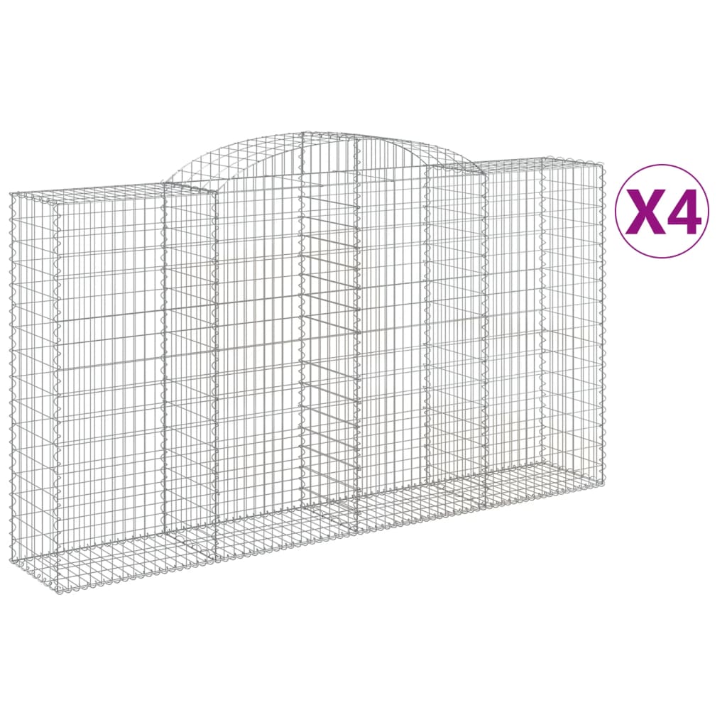 4 db íves horganyzott vas gabion kosár 300x50x160/180 cm