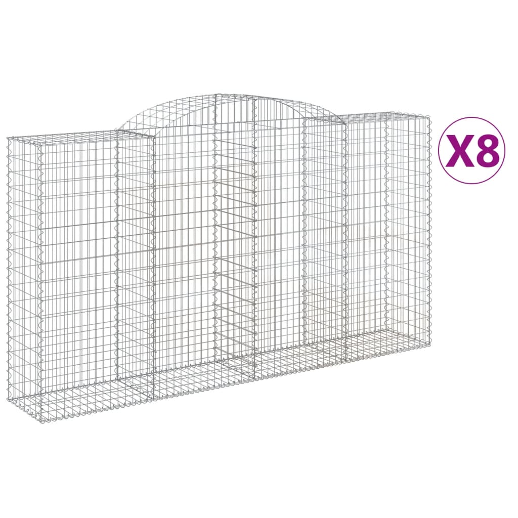 8 db íves horganyzott vas gabion kosár 300x50x160/180 cm