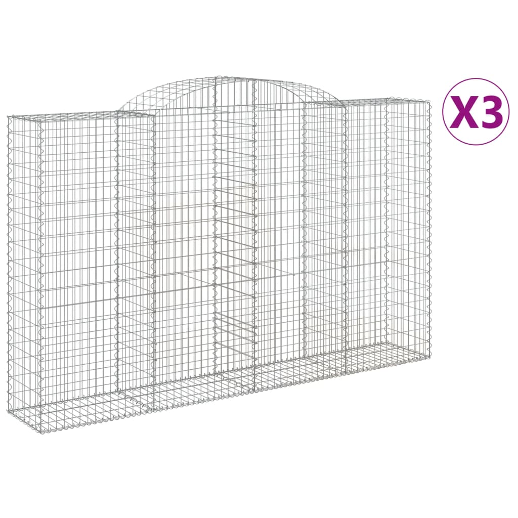 3 db íves horganyzott vas gabion kosár 300x50x180/200 cm