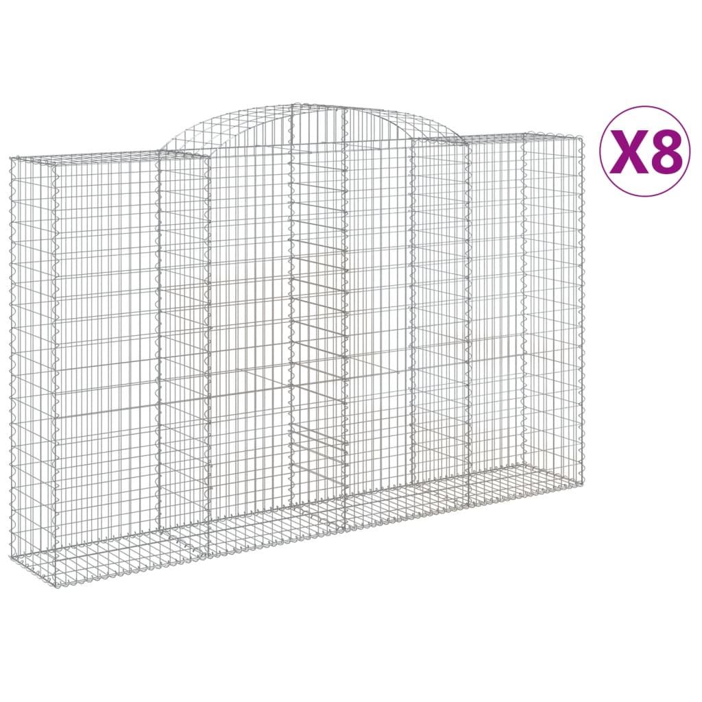 8 db íves horganyzott vas gabion kosár 300x50x180/200 cm