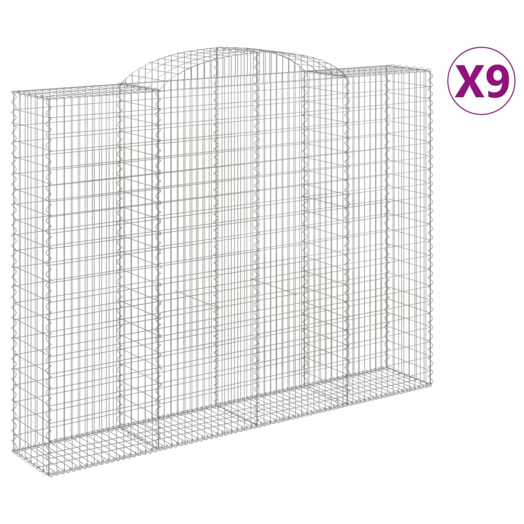 9 db íves horganyzott vas gabion kosár 300x50x220/240 cm