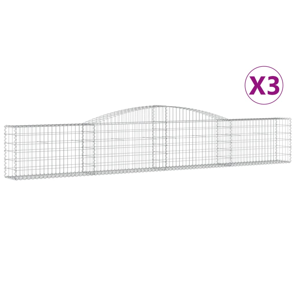 3 db íves horganyzott vas gabion kosár 400x30x60/80 cm