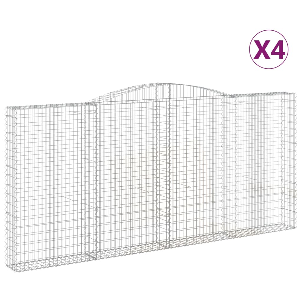 4 db íves horganyzott vas gabion kosár 400x30x180/200 cm