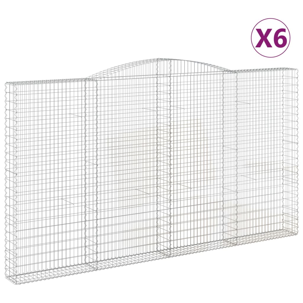 6 db íves horganyzott vas gabion kosár 400x30x220/240 cm