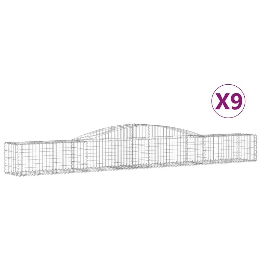 9 db íves horganyzott vas gabion kosár 400x50x40/60 cm