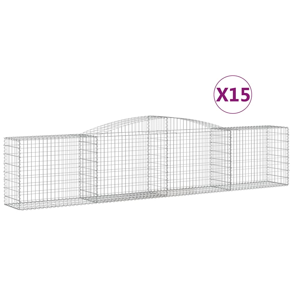 15 db íves horganyzott vas gabion kosár 400x50x80/100 cm