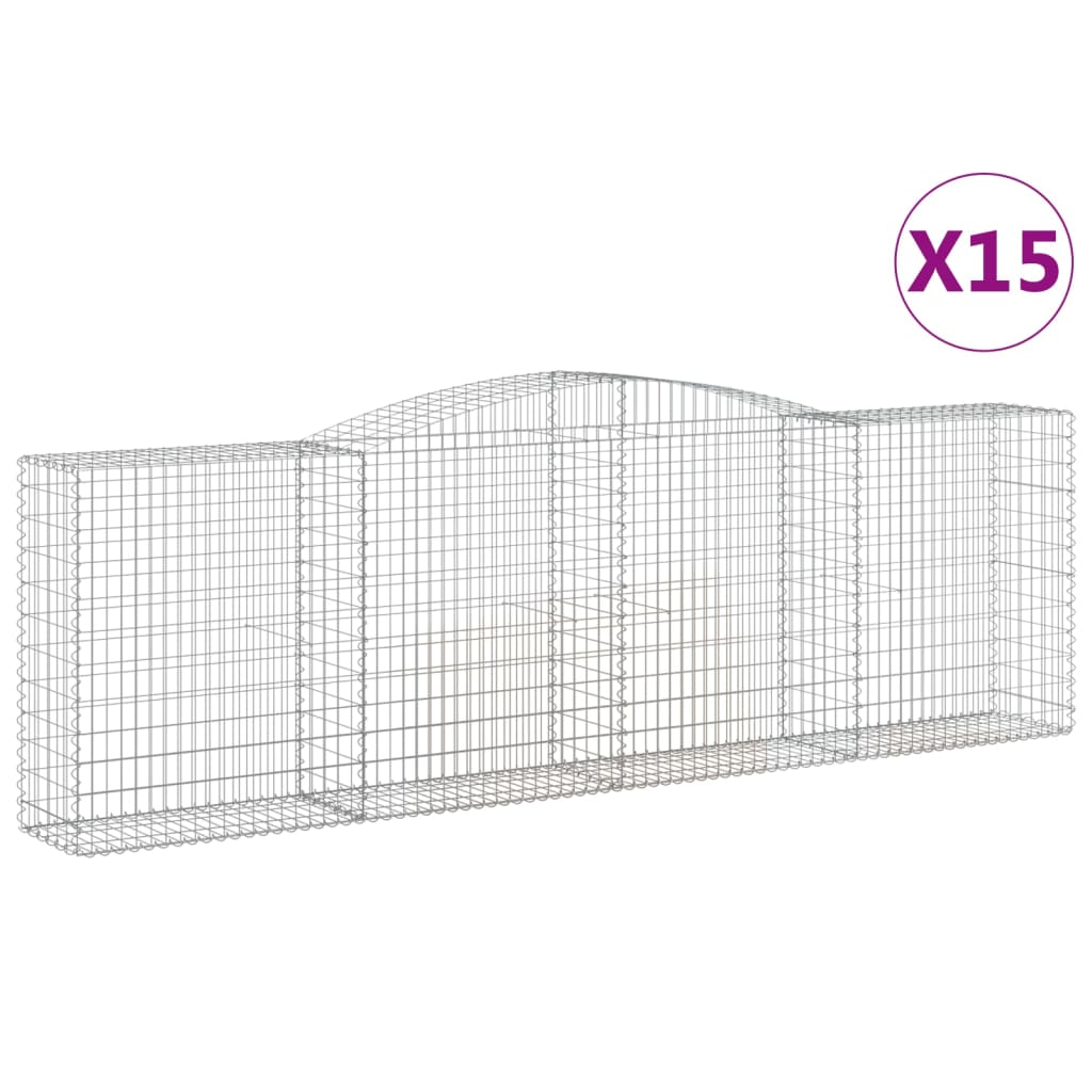 15 db íves horganyzott vas gabion kosár 400x50x120/140 cm
