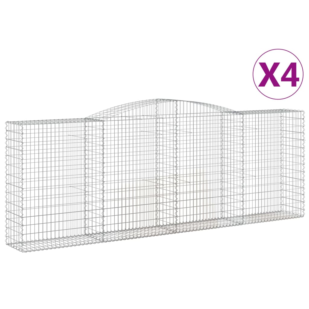 4 db íves horganyzott vas gabion kosár 400x50x140/160 cm
